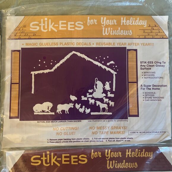 4 BRAND NEW UNOPENED Stik-EES Christmas Wise Men Cornucopia +RARE STORAGE SHEETS - Picture 3 of 11